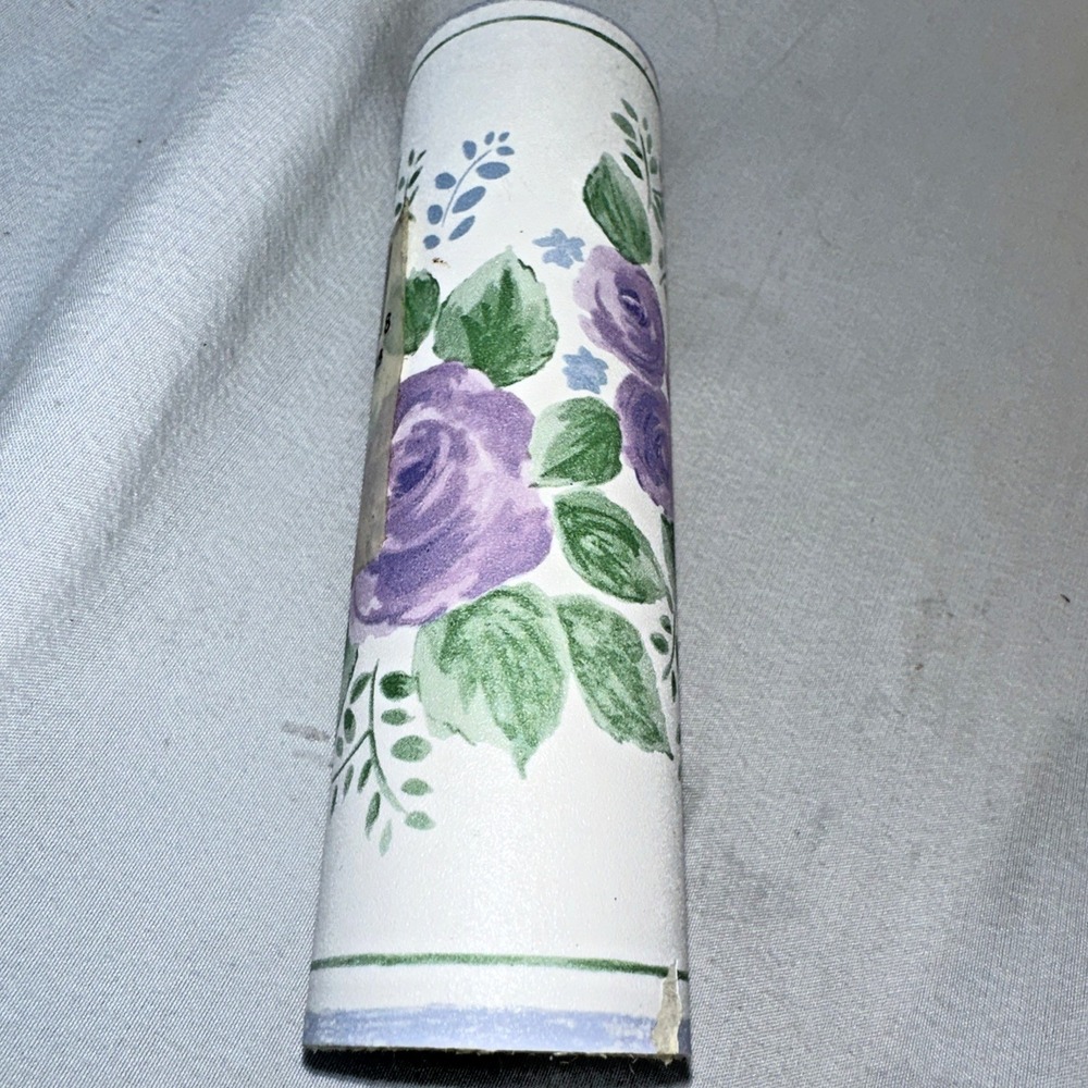 Floral Wallpaper Border Purple Flowers Green Leaves Wall Decor 5 Yards